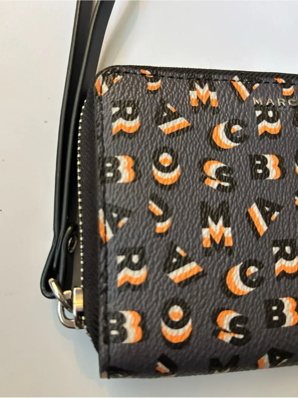 Rare~Marc Jacobs Original Logo Monogram Leather Wristlet ~ Exellent